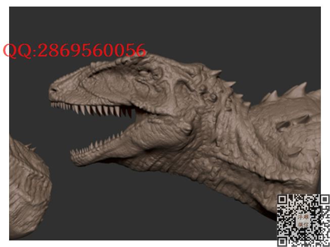 嘶吼的恐龙头_STL圆雕图立体模型3d打印核雕精雕图浮雕图