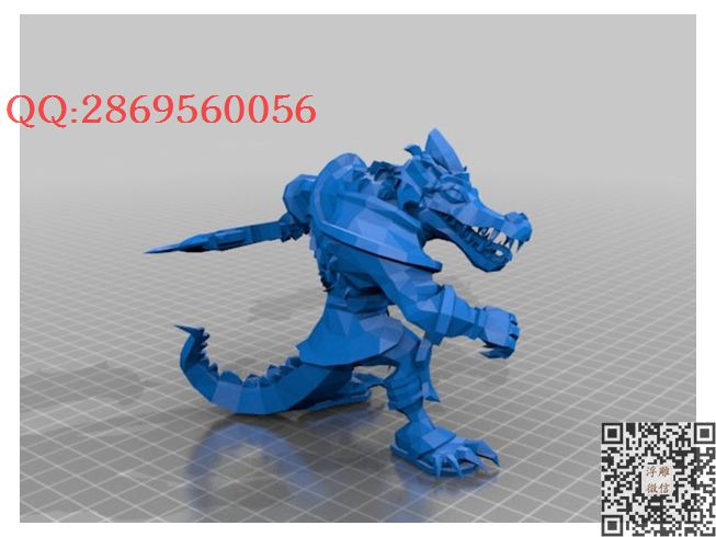 鳄鱼斗士_STL圆雕图立体模型3d打印核雕精雕图浮雕图