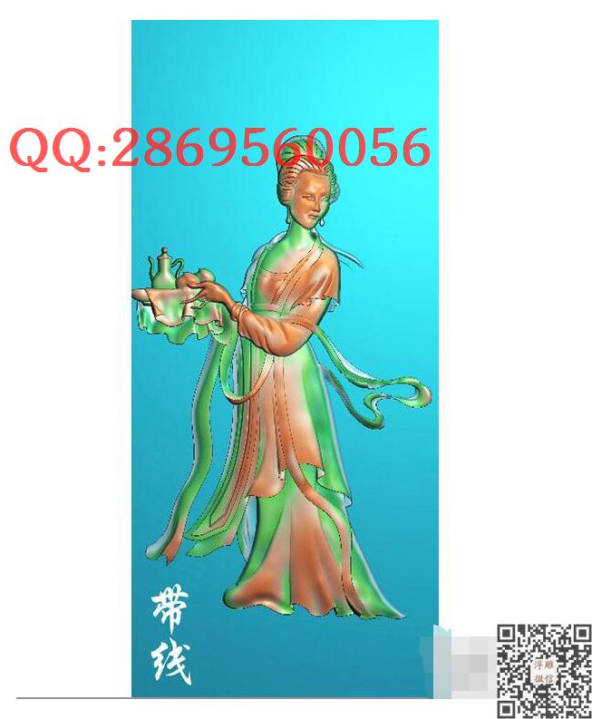 SN-021麻姑献寿带线_风景神仙人物古代人物精雕图浮雕图