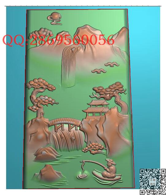山水人物S1990_玉雕山水挂件46牌山水牌子精雕图浮雕图