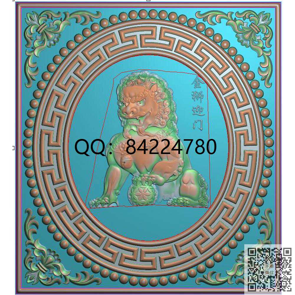 SZ50回纹珠狮子500-550_藏式图古建图精雕图浮雕图