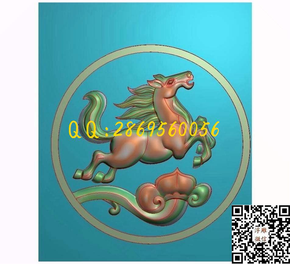 马如意60-73-3_动物挂件牌子46牌玉雕精雕图浮雕图