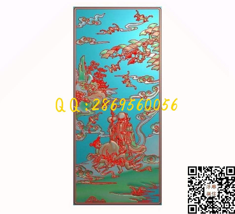 寿星童子217-487-3_古代人物神仙人物精雕图浮雕图