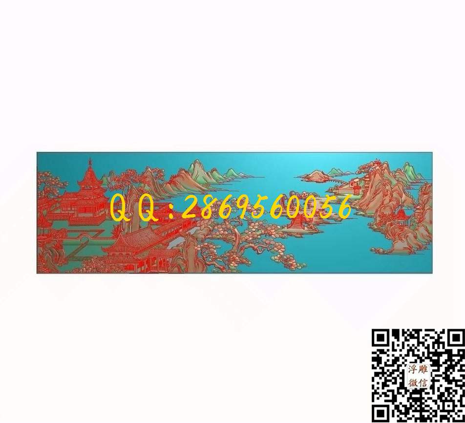 锦绣山河风景图950-300-4_山水精雕图风景精雕图浮雕图