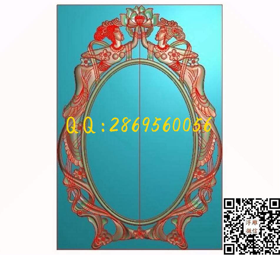 美女菱花镜301-446-8_边框外框镂空挂落门框精雕图浮雕图