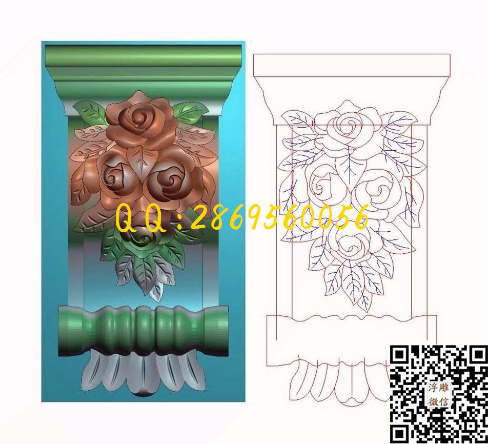 玫瑰柱头104-183-45_柱头罗马柱欧式洋花门花木门贴花门上花木雕洋贴花精雕图浮雕图