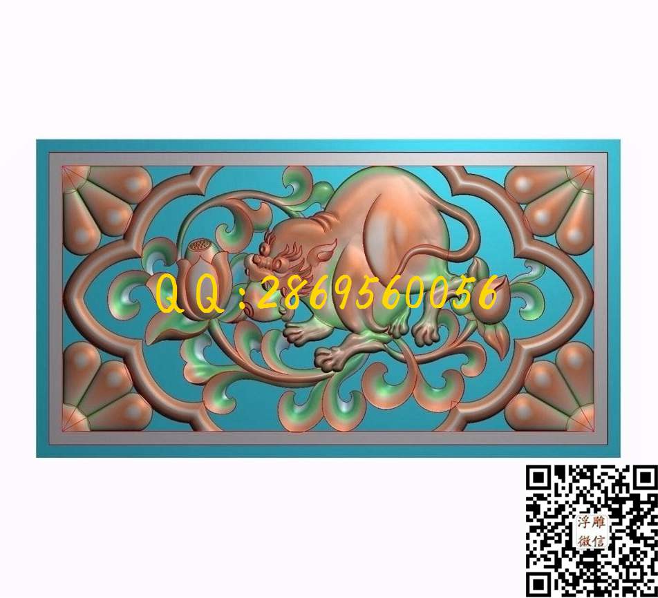 镂空洋花老鼠630-330-16_藏式花板精雕图精雕图浮雕图