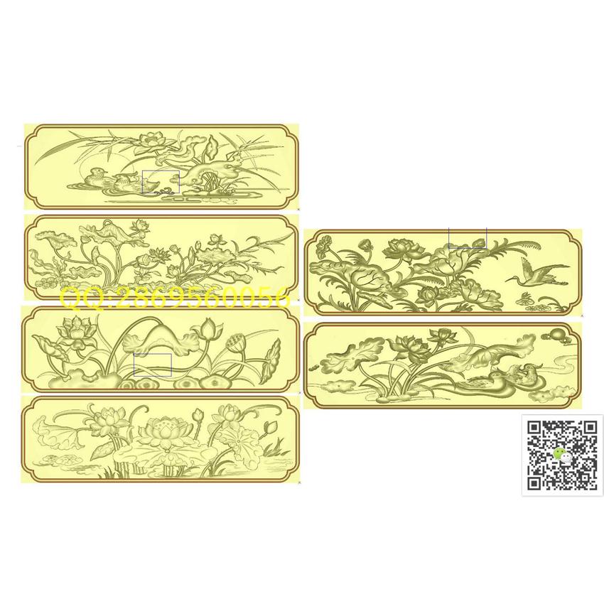 荷花鸳鸯460-1480_梅兰竹菊石雕栏板花鸟围板精雕图浮雕图
