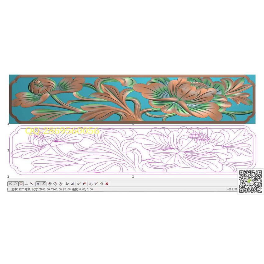 HB120藏式镂空牡丹花板700-140_藏式花板藏式洋花围板精雕图浮雕图