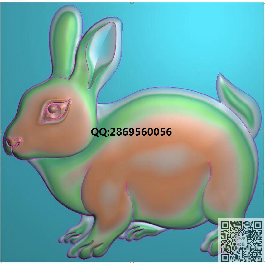 兔子200-197_动物精雕图动物浮雕图动物灰度图精雕图浮雕图