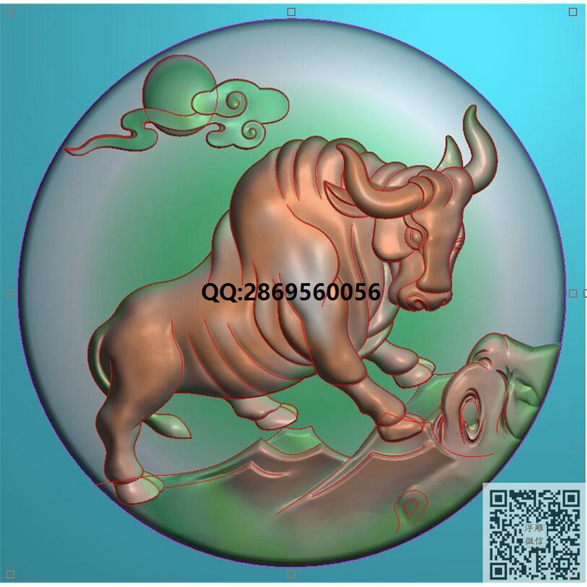 生肖牛8066_动物精雕图动物浮雕图动物灰度图精雕图浮雕图