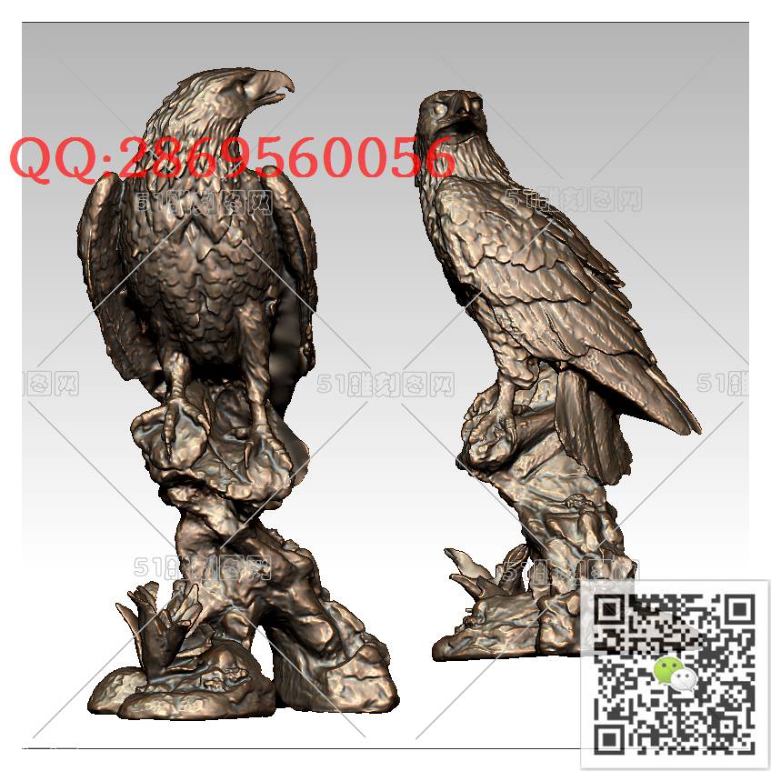 LDQT-001老鹰摆件_可爱动物圆雕图动物挂件stl立体模型3d打印四轴数控雕刻精雕图浮雕图