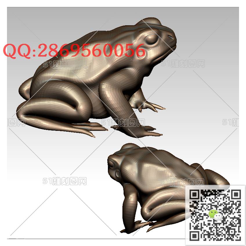 LDQT-014青蛙_可爱动物圆雕图动物挂件stl立体模型3d打印四轴数控雕刻精雕图浮雕图
