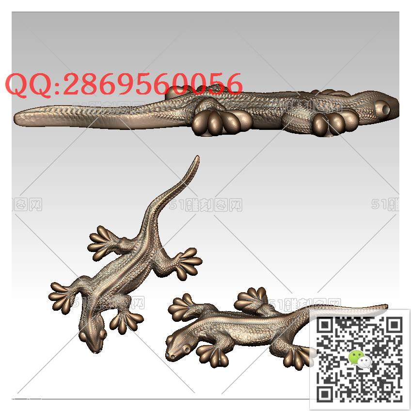 LDQT-019蜥蜴_可爱动物圆雕图动物挂件stl立体模型3d打印四轴数控雕刻精雕图浮雕图
