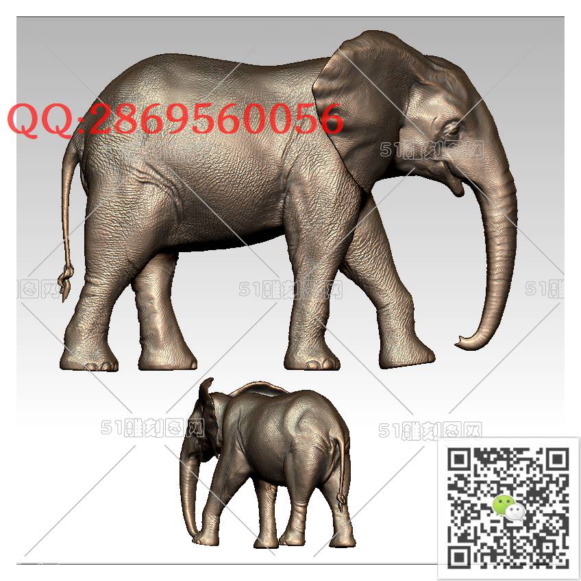 LDX-013大象模型_大象圆雕图立体象stl立体模型3d打印四轴数控雕刻精雕图浮雕图