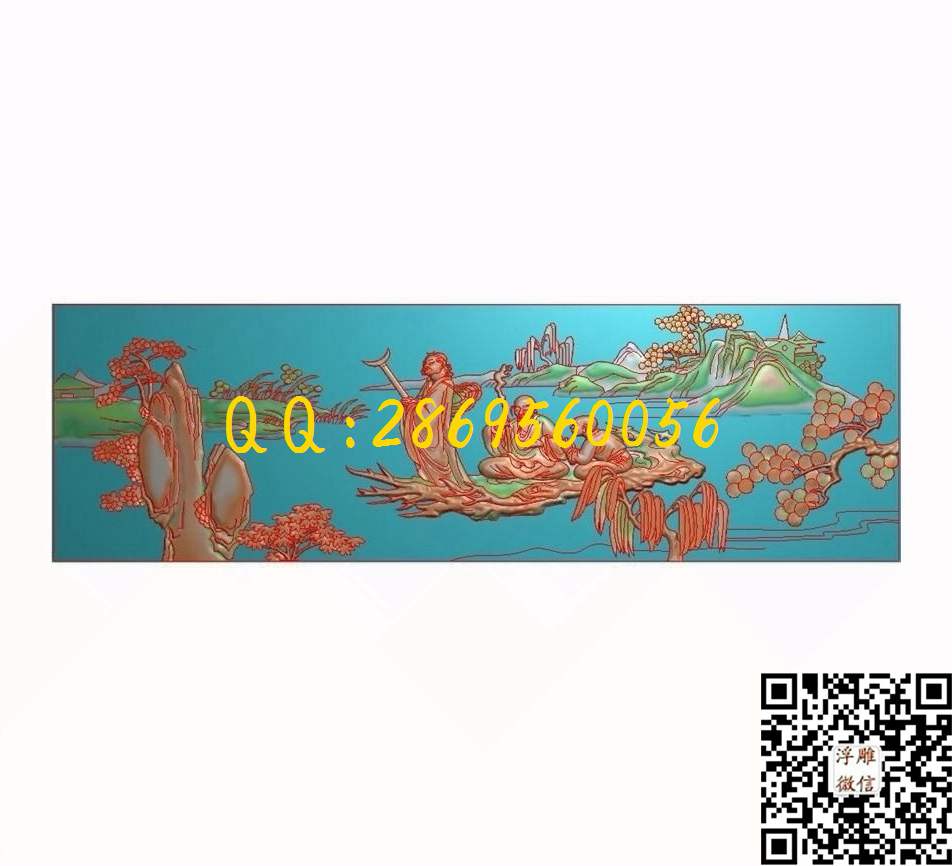 达摩渡江663-203-5_人物佛像童子小孩精雕图浮雕图