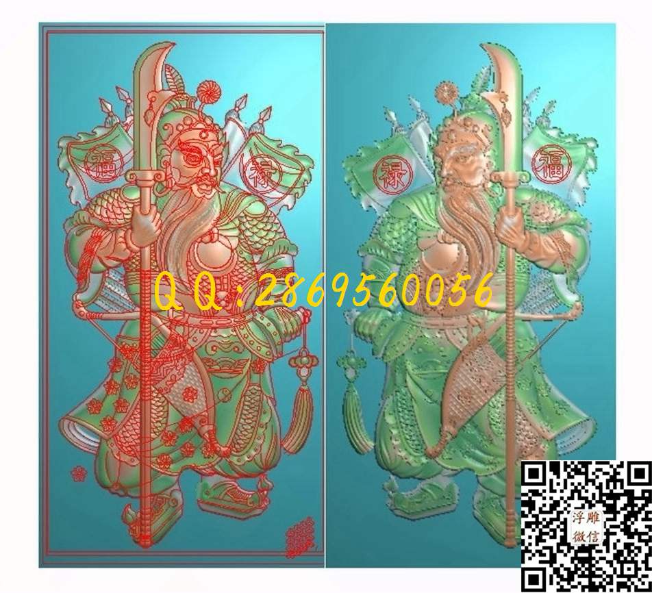 门神305-572-10_人物佛像童子小孩精雕图浮雕图