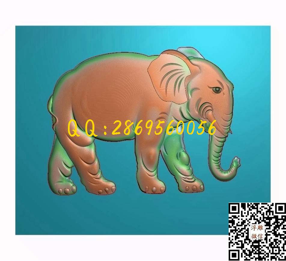 大象258-212-5_精雕图动物瑞兽精雕图浮雕图