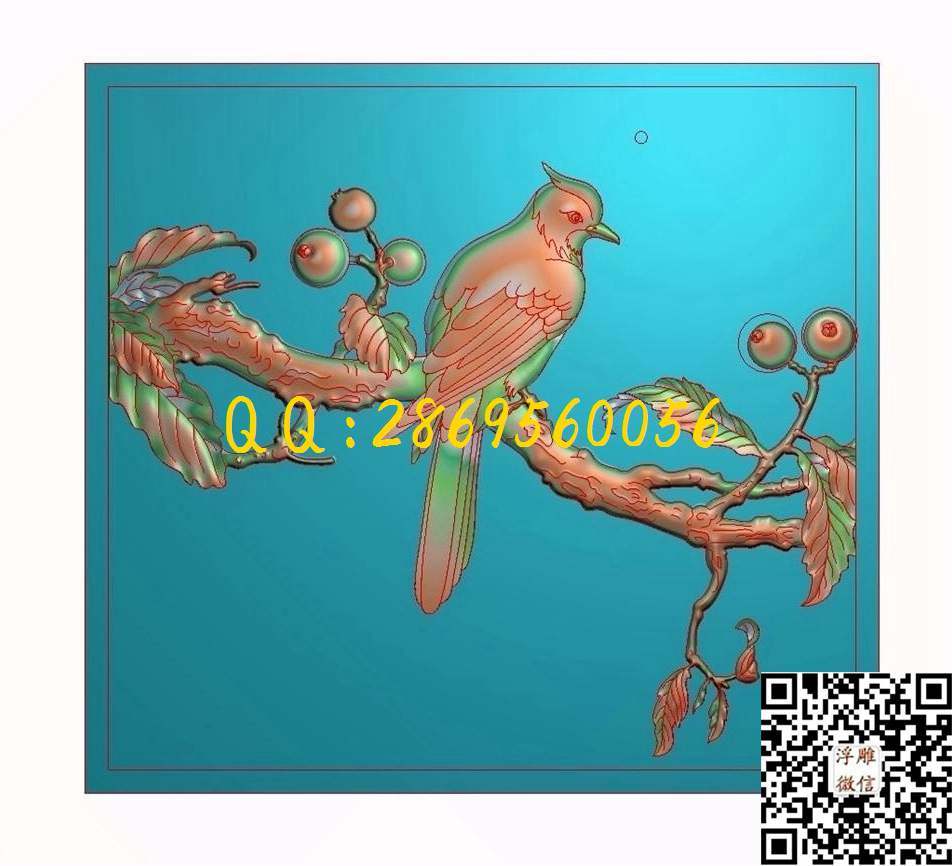 枇杷鸟336-309-4_精雕图动物瑞兽精雕图浮雕图