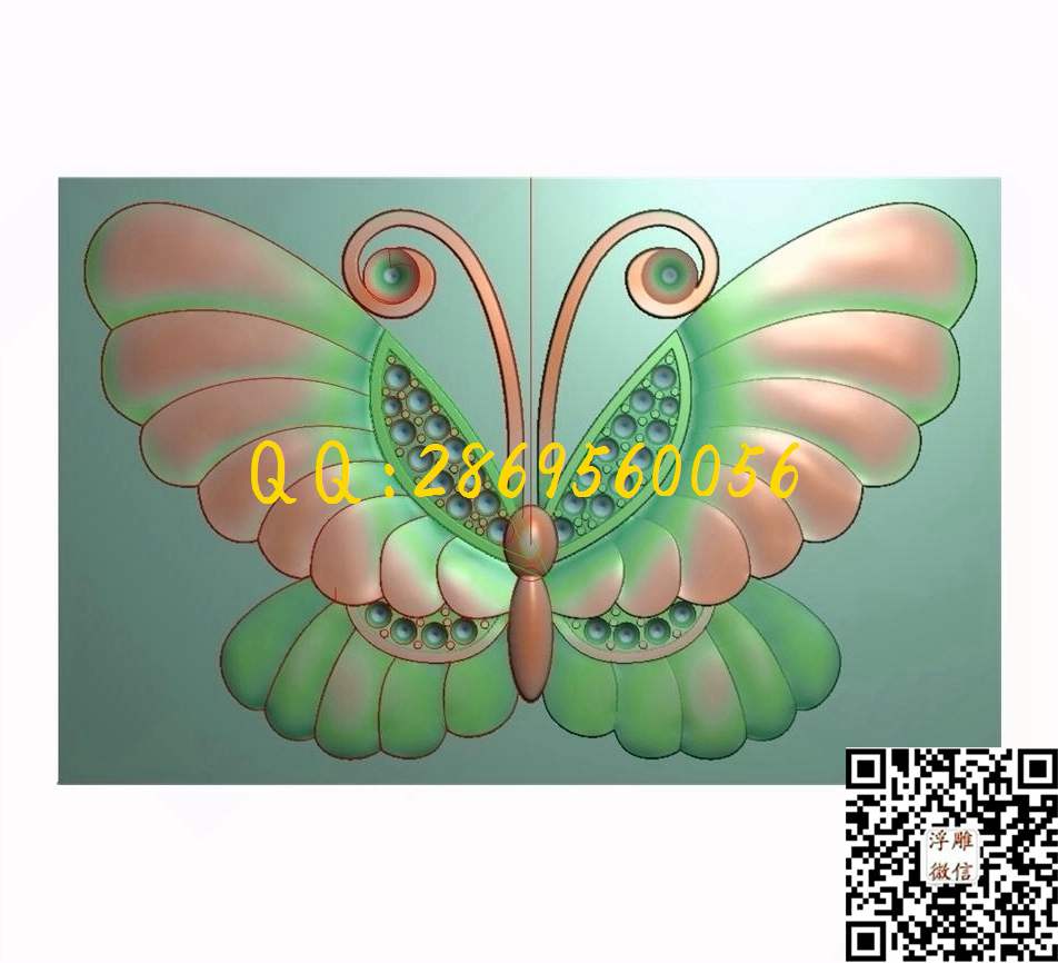 蝴蝶73-49-2_精雕图动物瑞兽精雕图浮雕图