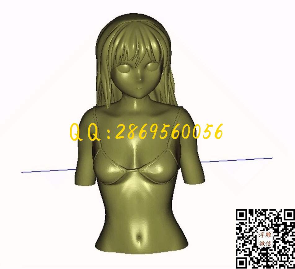 女孩_STL立体模型圆雕图立体浮雕3d电脑雕刻打印四轴多轴雕刻精雕图浮雕图