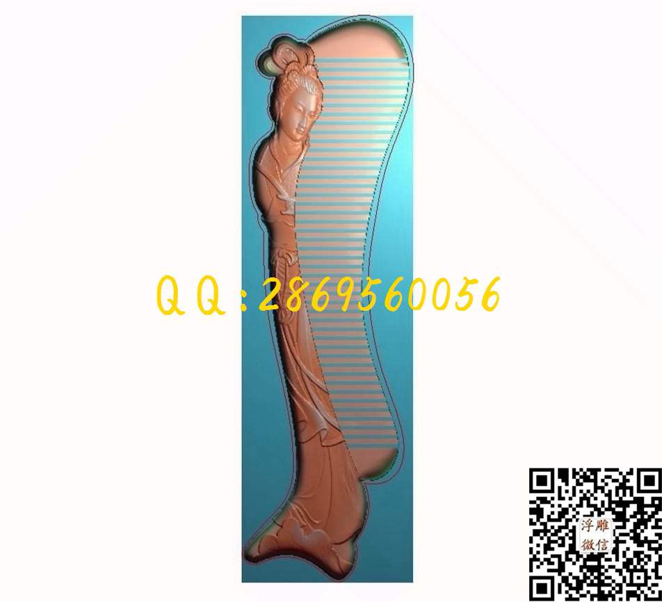 古代美女梳子47-158-6_仿古梳子木梳精雕图浮雕图